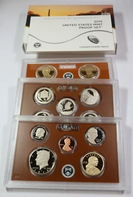 2015 S Proof Clad Complete 14 Coin US Set w Box & COA #45920Y - Image 1 of 4
