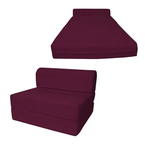 Full 6 x 48 x 72 Flip Chair Folding Foam Beds, Foldable Sofa bed, Burgundy - Picture 1 of 3