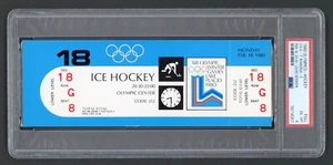 Boleto completo de hockey olímpico 1980 PSA 6 EE. UU. vs Rumania (Estados Unidos avanza para ganar el oro) - Imagen 1 de 2