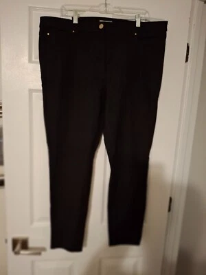 Pantalones de mujer H&M 18 negros mezcla de algodón tiro alto súper elásticos ajustados al tobillo nuevos con etiquetas  Foto 1 de 4