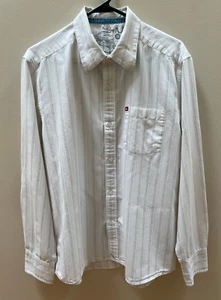 Y2K Quicksilver Shirt Men Medium Striped Button Up Cotton Surf Skateboards - Picture 1 of 7