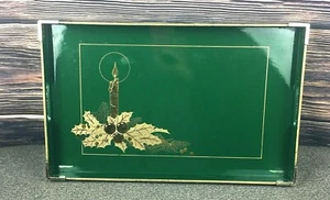 Vela vintage OTAGIRI vacaciones Navidad verde 11 x 18 bandeja diseño MCM Japón - Imagen 1 de 5