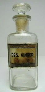 ESS GINGER Antique Reverse Glass Label Apothecary Drug Store Medicine Bottle - Picture 1 of 12
