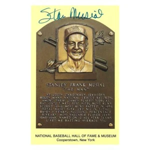 Stan Musial Signed HOF Plaque Postcard JSA COA St. Louis Cardinals Autograph - Picture 1 of 3