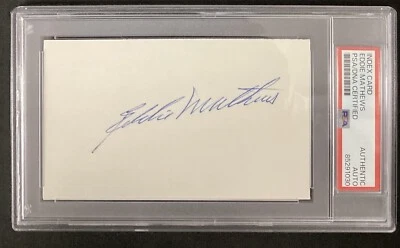 Eddie Mathews Signed Index Card Baseball HOF Braves Autograph PSA/DNA - Image 1 of 2