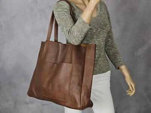 Leather Tote Bag Big Capacity Purse Shopping Bag elegant Shoulder bag for women - Picture 1 of 10