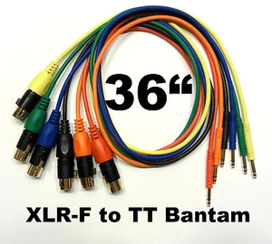 6 NEW GOLD TT BANTAM to XLR-F Female PATCH CABLES 36" Cords - Picture 1 of 6