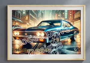 1967 Chevy Chevelle Poster 17x11 Stunning Chevelle by the Artist Navarro - Picture 1 of 2