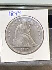 1849 $1 Seated Liberty Dollar Silver Coin, Mintage: 62,600 Rare Low Mintage