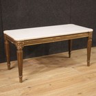 Tavolino da salotto piano in marmo legno dorato mobile stile antico XX secolo