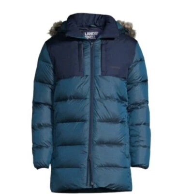 PARKA DE PLUMÓN LANDSEND para hombre XXL (50-52) capucha extraíble cálida y ligera regular $250 Foto 1 de 4