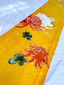 Vintage Kimono Fabric Picked From Furisode 66”x14” Multi Color Base v406 - Picture 1 of 10