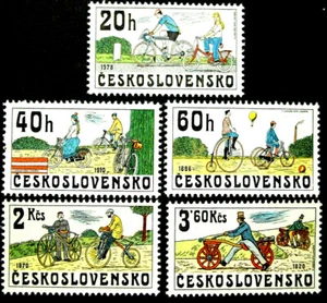 Tschechoslowakei, 1979 Fahrrad-Rennset, Scott 2255-59, 5 Briefmarken, postfrisch - Bild 1 von 3