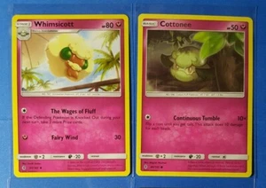 Whimsicott 91/145, 2x Cottonee 90/145 Pokemon card SM Guardians Rising NM - Picture 1 of 2
