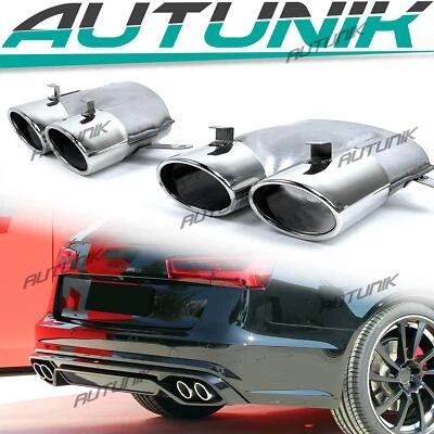 Chrome Muffler Tailpipe Exhaust Tips for Audi A6 S-line 2016 2017 2018 Foto 1 de 4