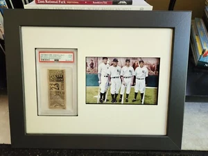 1937 NY Yankees Gehrig-Lazzeri-Dickey PSA Ticket Stub w/Print-Framed & Matted - Picture 1 of 2