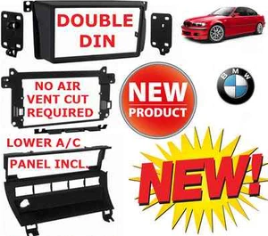 BMW E46 Double Din Car Stereo Radio Installation Dash Kit Bezel + A/C RELOCATION - Bild 1 von 4