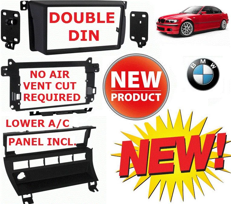 BMW E46 Doble Din Coche Estéreo Radio Instalación Tablero Kit Bisel + A/C REUBICACIÓN Foto 1 de 4