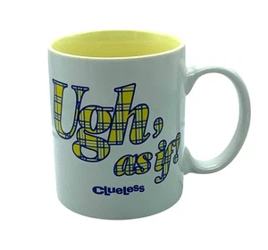 Taza de café de cerámica despistada 11,5 oz "¡Ugh As If!" Estampado a cuadros amarillo NUEVO - Imagen 1 de 6