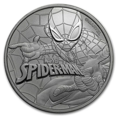 Marvel Spiderman Superheroes 1st in Series - 1 oz Fine 0.999 Silver Bullion Coin - Image 1 of 2