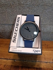 Sketchers Watch Men 47mm Black Out Blue Band WR 30M New Battery 9.25" - Picture 1 of 2