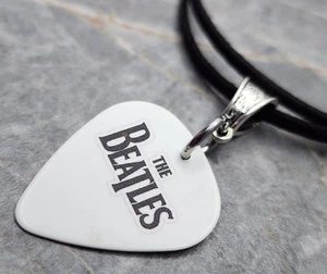 The Beatles Guitar Pick Necklace with Black Sueded Cord - Picture 1 of 2
