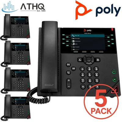 PACOTE DE 5 HP Poly VVX 450 12 Linhas Gigabit HD IP PoE Bluetooth LCD SIP Telefone NOVO - Imagem 1 de 4