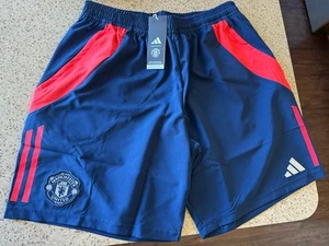 Manchester United Adidas Downtime Soccer Football Shorts Zipped Pockets Large L - Picture 1 of 9