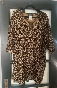 🩷Bob Mackie- Beaded Tunic Top Cotton Long Shirt 3/4 Sleeves 2X - Picture 1 of 9