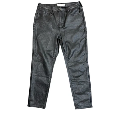 NUEVO RM Rebecca Minkoff Negro Brillo Corto Elastizado Imitación Cuero Pantalones talla 12 P Foto 1 de 4