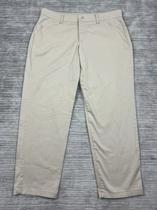 Lee Relaxed Fit Pants Womens 18W Beige Chino Cotton Blend Flat Front Tapered - Picture 1 of 13