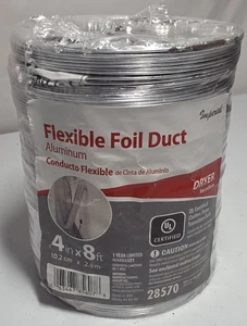 Imperial Flexible Foil Venting Foil Duct 4" x 8' For Electric/Gas Dryer #28570 - Picture 1 of 2