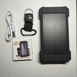 Solar Charger, Power Bank, 10000mAh Portable Charger Power Bank External Compass - Photo 1 sur 11