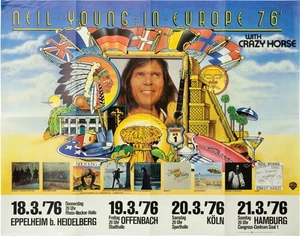 NEIL YOUNG IN EUROPE 76' WITH CRAZY HORSE Original German poster for #158613 - Picture 1 of 1
