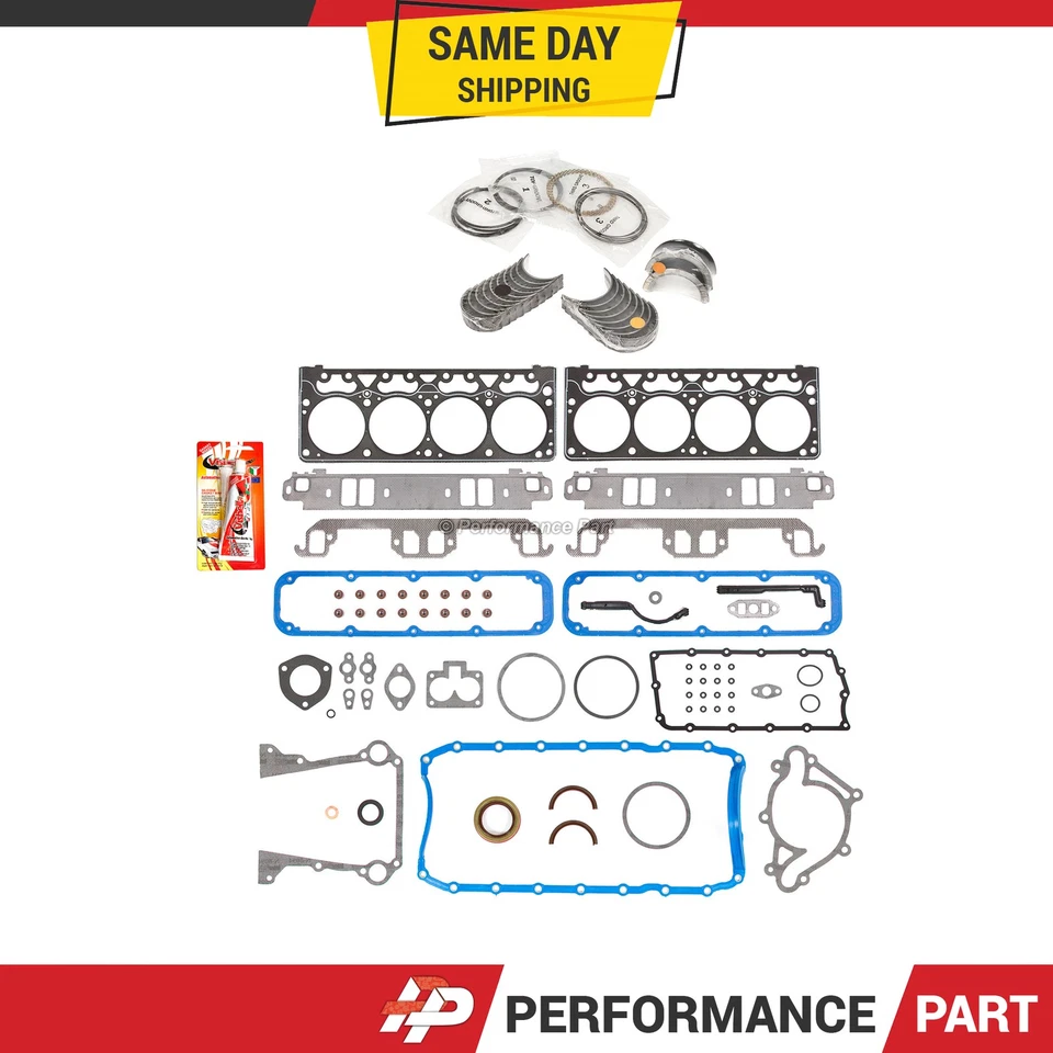 Full Gasket Set Bearings Rings Fit 98-03 Jeep Dodge RAM Durango Dakota 5.9L - Image 1 of 4