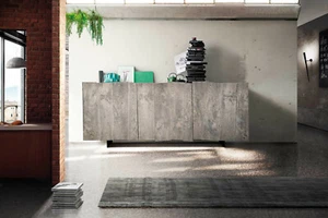 Modern Sideboard 3 Doors Mobile Credenza Living Room Knotted Oak - Picture 1 of 8