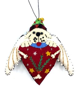 Angel Dog Christmas Tree Ornament Handmade embroidered sewn decration loss gift - Picture 1 of 3