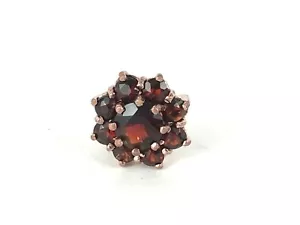 Rose Gold Plated Sterling Silver Natural Garnet Stud Earring Estate Jewelry - Picture 1 of 3