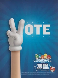 2010 Mars M&M's Candy - "Vote For Your Favorite Character" - Contest - Print Ad - Picture 1 of 1