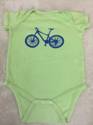Rabbit Skins Boys Green Blue Bicycle Short Sleeve One Piece 12 Months  - Image 1 of 4