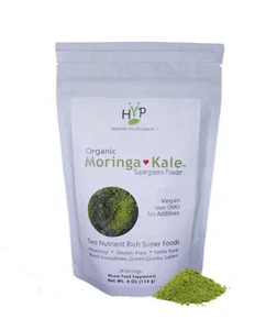 ORGANIC MORINGA & KALE SUPER GREENS POWDER - Premium Non GMO Ready to Use 4 oz - Picture 1 of 10