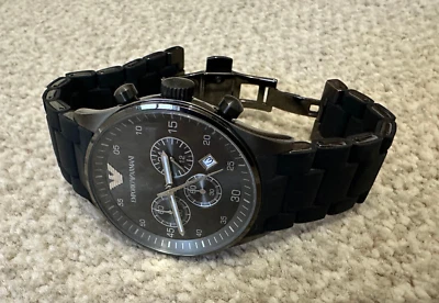 emporio armani ar5889 sportivo grey dial rubber chronograph men's watch 18cm fit - Image 1 of 4