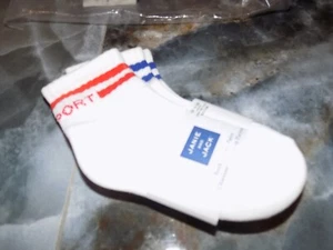 Janie and Jack White W/Striped Athletic Crew Socks 2PC Size 12/24 Months NEW - Picture 1 of 3