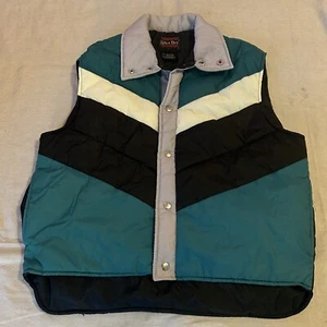 Vintage 80s Glen Dee Puffer Ski Suit Party Trucker Vest Colorblock Mens Large - Picture 1 of 4