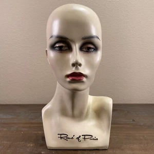 Vintage RENE OF PARIS Wig Mannequin Fiberglass Head Painted Makeup 15” - Picture 1 of 15
