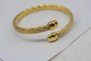 Veronese 18K Gold Clad Sterling Woven Bypass Bangle  7.5" Length R7 - Picture 1 of 5