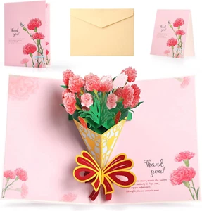 Pop up Card, Happy Mothers Day Flower Card with Envelopes and Note Card, 3D Gree - Picture 1 of 6