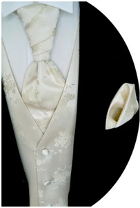 Hochzeitsweste mit Plastron, Einstecktuch und Krawatte 4-tlg. Modell Nr.10.1 - Picture 1 of 6