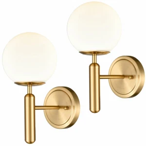 2 Pack Mid-Century Modern Wall Sconce Golden Globe Glass Wall Light - Picture 1 of 8