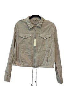 Blanc NYC Womens Beige Denim Trucker Zipper Jacket Size Small - Picture 1 of 9